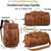 BAOSHA Stylish Leather Men Weekender Travel Duffel Tote Bag Backpack Travel Hiking Rucksack Overnight Bag 3-Ways Convertible HB-26 (Brown) - Image 2