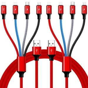 Multi Charging Cable,10Ft 2Pack Multi Fast Charging Cord, Braided Universal 4 in 1 Multi Charger Cable, Long Multi USB Cable Adapter IP/Type C/Micro USB Port for Cell Phones/Tablets/Samsung & More