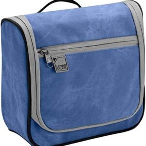 Lewis N. Clark Brushed Twill Hanging Toiletry Kit Bag for Travel Accessories, Shampoo, Cosmetics + Personal Items, Blue