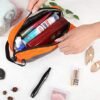 GOX Small Travel Toiletry Bag, Dopp Kit Case For Men, Multifunction Organizer Pouch (Grey/Orange) - Image 3