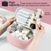 Makeup Bag Portable Travel Cosmetic Bag for Women, Beauty Zipper Makeup Organizer PU Leather Washable Waterproof (Pink) - Image 3