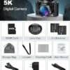 5K Digital Camera for Photography, 64MP Autofocus Vlogging Camera for YouTube with Selfie Lens, 5X Optical Zoom, Video Camera with Flash, Touch Screen, Anti-Shake, 64GB Card, 2 Batteries - Image 7