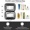 TSA Approved Toiletry Bag, Clear Travel Bag for Liquids Toiletries, Makeup Cosmetic Bag Organizer, Carry on Travel Accessories Essentials, Large Size, Black - Image 3