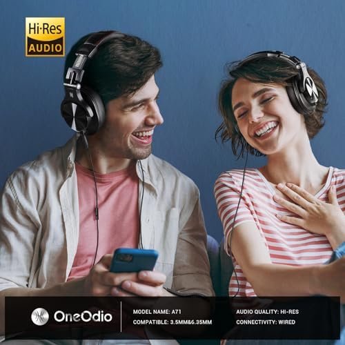 OneOdio A71 Hi-Res Studio Recording Headphones - Wired Over Ear Headphones with SharePort, Professional Monitoring & Mixing Foldable Headphones with Stereo Sound (Black) - Image 2