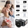 Digital Camera for Photography, 4K 48MP Vlogging Camera for YouTube with WiFi, 3-inch 180-degree Flip Screen, 16X Digital Zoom, 52mm Wide Angle & Macro Lens, 32GB TF Card and 2 Batteries(Purple) - Image 7