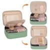 OCHEAL Makeup Bag, Cute Makeup Organizer Bag Potable Make up Bag for Toiletry Cosmetics Accessories with Divider and Brushes Compartments, Makeup Travel Cosmetic Bags Women Girls- Light Green - Image 5