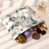 MHDGG Makeup Bag Cosmetic Bag for Women,Large Capacity Floral Cosmetic Bag Makeup Bags Women Travel Accessories Organizer Storage Makeup Bag,Big Green Flower - Image 4