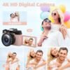 Vlogging Camera, 4K 48MP Digital Camera for Photography, 16X Digital Zoom, Vlogging Camera for YouTube with180 Degree Flip Screen, Wide Angle Lens, 2 Batteries and 64GB Micro SD Card (Pink) - Image 2