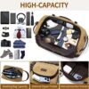 Nerlion Weekender Bag with Shoe Compartment Large Overnight Bag for Men Canvas Genuine Leather Carry on Luggage Bag Travel Duffel Bag(Brown) - Image 4