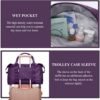 Weekender Bags for Women,Travel Duffel Bag,Overnight Weekend Carry On Personal Item Bag with Wet Pocket & Trolley Sleeve,Gym Bag,Dark Purple - Image 5