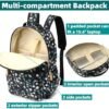 Leaper Water-resistant Floral Laptop Backpack Casual Travel Bag Satchel College Backpack Dark Blue - Image 4