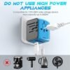 Universal Travel Adapter, International Travel Plugs Worldwide with 3 USB + 1 Type C Ports European Power Adapter, Smart AC Outlet Wall Charger for Us to EU UK AUS Ireland Asia (Type C/G/A/I)-Blue - Image 8