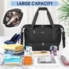 Travel Duffel Bags for Women Waterproof Weekender Overnight Bag Gym Tote Bag with Shoe Compartment and Wet Pocket Weekend Carry on Duffle Bag with USB Charging Port, Black - Image 7