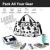 WOOMADA Foldable Travel Duffel Bag with Shoes Compartment, Overnight Bag with Wet Pocket & Trolley Sleeve, Weekender Bags for Women(A-cow) - Image 3