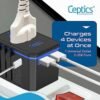 Ceptics Universal Travel Plug Adapter - Powerful 33W with PD & QC 3.0 USB-C Fast Charging - 2 USB Ports Wall Charger Type I C G A Outlets 110V 220V A/C - EU Euro US UK, Model: UP-10KU-W - Image 3