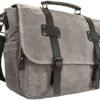 Canvas Messenger Bag for Men, Laptop Case, Satchel | Office Professionals, Travel | Waxed Canvas, Genuine Leather, Smoked Metal Hardware | Trolley Sleeve