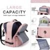Travel 17" Laptop backpack personal item size,TSA Friendly Carry-on Backpack Airline Approved Women Men,Waterproof Durable Business Backpack with USB Charging Port,Weekend backpack-Pink - Image 2