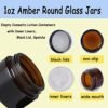 OverNews 1oz Amber Glass Jar, Empty Cosmetic Lotion Containers,with Inner Liners,Black Lid, Spatula - Image 5