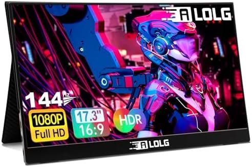 ALOLG Portable Monitor 17.3 Inch with 60HZ FHD 1080P Display,USB-C and HDMI Inputs, Ultra-Slim IPS Panel with HDR and Premium Smart Cover & Speakers-Compatible with Laptop,PC,Phone,PS5,Switch
