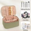 OCHEAL Makeup Bag, Portable Cosmetic Bag, Large Capacity Travel Makeup Case Organizer, Makeup Bags For Women Toiletry Bag for Girls Traveling With Handle and Divider-Green Braided - Image 5