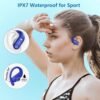 Wireless Earbuds Bluetooth Headphones 130H Playback 4-Mic HD Call IP7 Waterproof Ear Buds in Ear Sport LED Display Earphones with Earhooks for Running Workout Gym Phone Laptop TV Computer (Blue) - Image 6