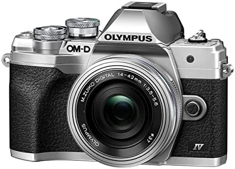 Olympus OM-D E-M10 Mark IV Camera with M.Zuiko Digital ED 14-42mm F3.5-5.6 EZ Lens, Silver