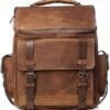 VELEZ Top Grain Leather Backpack for Men - 15.6 Inch Laptop Bag - Brown Designer Bookbag - Mens Vintage Business Travel Casual Computer Shoulder Bags