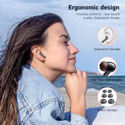Wireless Earbuds, Bluetooth 5.3 Headphones HiFi Stereo & 4 ENC Mic, 42H Playtime Ear Buds with Charging Case LED Display, Bluetooth Earphones IPX7 Waterproof for iOS Android Earpods Sports Workout - Image 6