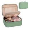 OCHEAL Makeup Bag, Cute Makeup Organizer Bag Potable Make up Bag for Toiletry Cosmetics Accessories with Divider and Brushes Compartments, Makeup Travel Cosmetic Bags Women Girls- Light Green - Image 7