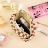 SOIDRAM 2 Pieces Checkered Cosmetic Travel Bags - Cute Makeup Pouch Organizers With Brush Storage for Women - Image 6
