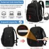 Laptop Backpack for Men - Travel Backpack with USB Charging Port for Daily Commutes and Travel -College Backpack Men - Gifts for Men - Waterproof - Black - Image 2