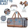 Lekesky Travel Duffel Bag Bag for Women 80L Large Duffel Bag Foldable Weekender Bag with Shoes Compartment, Blue Stripes - Image 5