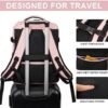 Travel 17" Laptop backpack personal item size,TSA Friendly Carry-on Backpack Airline Approved Women Men,Waterproof Durable Business Backpack with USB Charging Port,Weekend backpack-Pink - Image 4