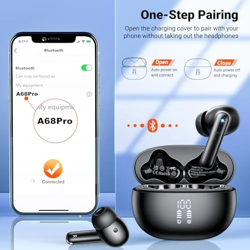 Wireless Earbuds, Bluetooth 5.3 Headphones HiFi Stereo & 4 ENC Mic, 42H Playtime Ear Buds with Charging Case LED Display, Bluetooth Earphones IPX7 Waterproof for iOS Android Earpods Sports Workout - Image 5