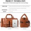 PU Leather Travel Duffel Bag with Shoe Pouch Large Carry on Bag Waterproof Weekender Overnight Bag for Men Women Brown - Image 4