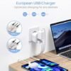 2 Pack Foldable European Travel Plug Adapter with 3 USB (1 USB-C Port) and 1 AC Power Outlet Charger for US to Most of Europe France Germany Spain and Italy (Type C/L) - Image 2