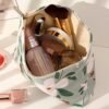 MHDGG Makeup Bag Cosmetic Bag for Women,Large Capacity Floral Cosmetic Bag Makeup Bags Women Travel Accessories Organizer Storage Makeup Bag,Big Green Flower - Image 3