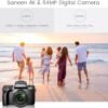 Saneen Digital Camera, 4k Cameras for Photography & Video, 64MP WiFi Touch Screen Vlogging Camera for YouTube with Flash, 32GB SD Card, Lens Hood, 3000mAH Battery, Front and Rear Cameras - Black - Image 2
