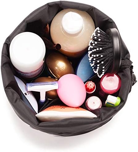 Jadyn B Cinch Top Compact Travel Makeup Bag and Cosmetic Organizer for Women (Geometric Gray) - Image 2