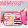 Cunno 6 Pcs Flamingo Clear Makeup Bags for Women, Preppy Cosmetic Bags with Zipper Pink Smile Lightning Summer Transparent PVC Waterproof Travel Toiletry Organizer for Girls(Flamingo Style) - Image 3