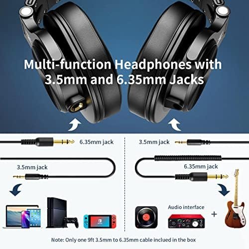OneOdio A71 Hi-Res Studio Recording Headphones - Wired Over Ear Headphones with SharePort, Professional Monitoring & Mixing Foldable Headphones with Stereo Sound (Black) - Image 4