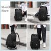 EKUIZAI Solid Color Trolley Backpack Schoolbag for Middle School Students Elementary Rolling Bag Daypack for Teen Boys - Image 7