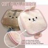 na1 Cute Kawaii Plush Makeup/Cosmetic Bag With Inner Pocket and Handle and Zipper Closure for Convenient Travel and Portability, Soft Velvet Texture, For Women and Girls (Pink Bunny) - Image 5