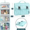 PAVILIA Travel Hanging Toiletry Bag for Women Men, Large Capacity Makeup Bag Kit, Waterproof Cosmetic Storage Organizer Case for Bathroom Shower, Teal Chevron - Image 2