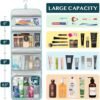 PAVILIA Travel Hanging Toiletry Bag for Women Men, Large Capacity Makeup Bag Kit, Waterproof Cosmetic Storage Organizer Case for Bathroom Shower, Teal Chevron - Image 4