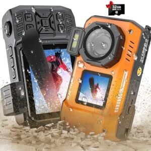 6K25FPS 64MP Digital Camera Rugged Waterproof Dustproof Shockproof, with 32GB Card Dual-Screen Selfie 16FT Underwater Camera for Snorkeling Autofocus Point and Shoot Digital Camera (Orange)