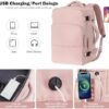 Rinlist Travel Backpack for Women Men, TSA Friendly Carry-on Backpack Airline Approved, Personal Item Bag on Airplanes, Travel Essentials Must Haves, Pink - Image 4