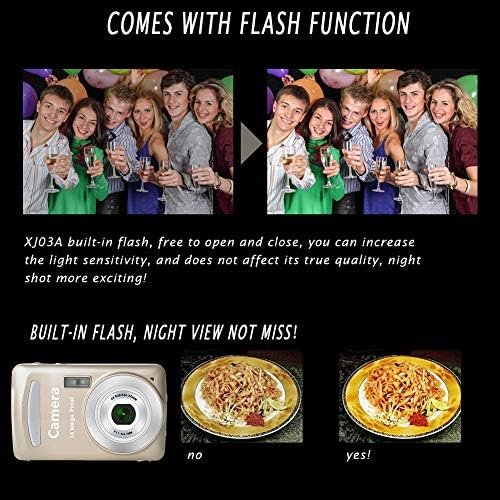 Portable Digital Camera, 2.4'' TFT HD Digital Compact Cameras, 16MP Zoom Recording Pocket Camera, Point and Shoot Cameras Mini Camerasfor Kids, Beginners,Teens(Gold) - Image 9