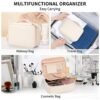 OCHEAL Makeup Bag, Cute Makeup Organizer Bag Potable Make up Bag for Toiletry Cosmetics Accessories with Divider and Brushes Compartments, Travel Case for Women Girls- Beige White - Image 7