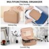 OCHEAL Makeup Bag, Cute Makeup Organizer Bag Potable Make up Bag for Toiletry Cosmetics Accessories with Divider and Brushes Compartments, Makeup Travel Case - Beige Apricot - Image 7
